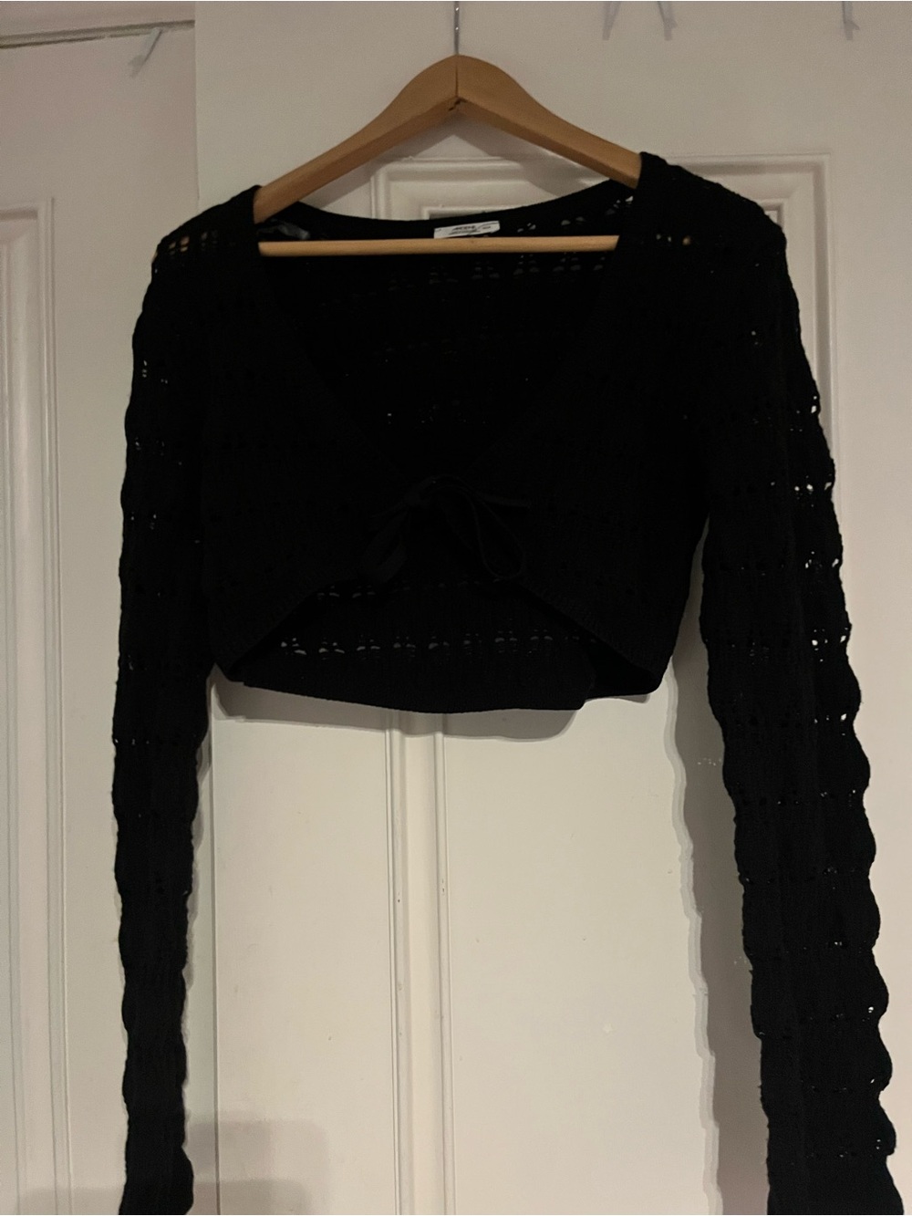 Ardene Black Crochet Tie-Front Cropped Top